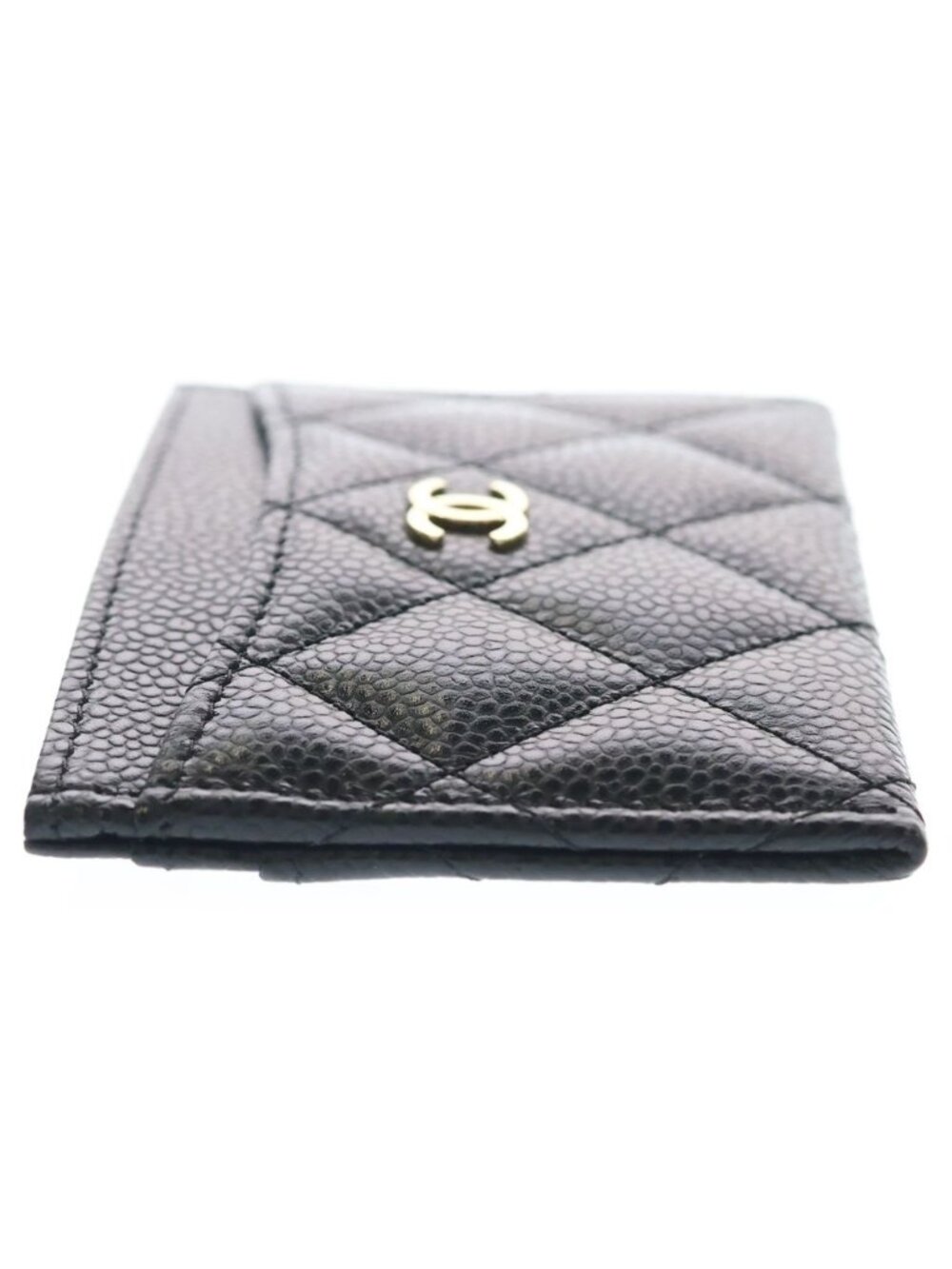 Chanel Quilted Classic CC Logo Caviar Leather Card Case Holder Business Black - Picture 3 of 6